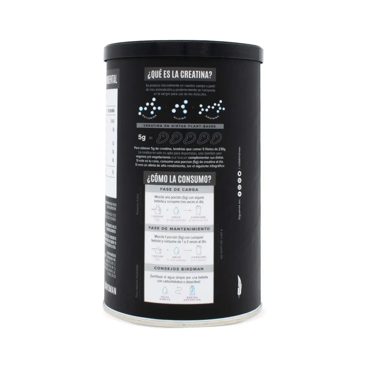 Birdman Creatina Monohidratada de Alta Pureza En Polvo Sin Sabor, Preworkout, Alto Rendimiento | 90 Servicios | 450g