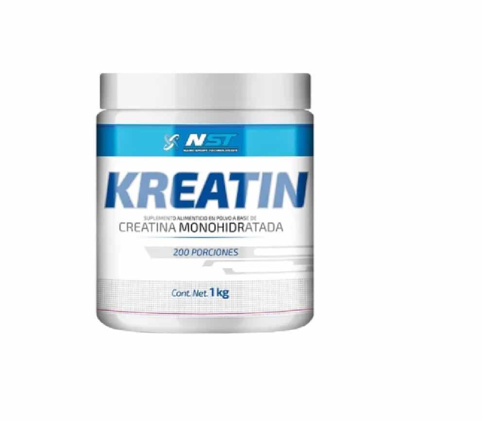 Envase de creatina monohidratada en polvo de 1 kg para fitness y alto rendimiento, 200 porciones.