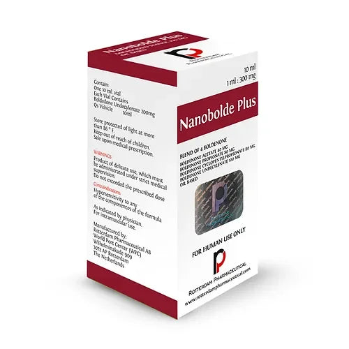 Caja de Nanobolde Plus 10ml, suplemento farmacológico para culturismo y alto rendimiento deportivo.