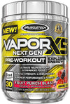 Suplemento pre-entreno Vapor X5 Next Gen sabor Fruit Punch, 30 servicios, energía explosiva para fitness
