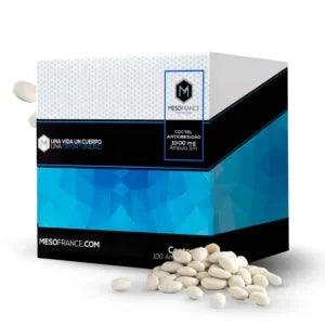 Caja de suplemento deportivo antiobesidad con cápsulas blancas para fitness y culturismo