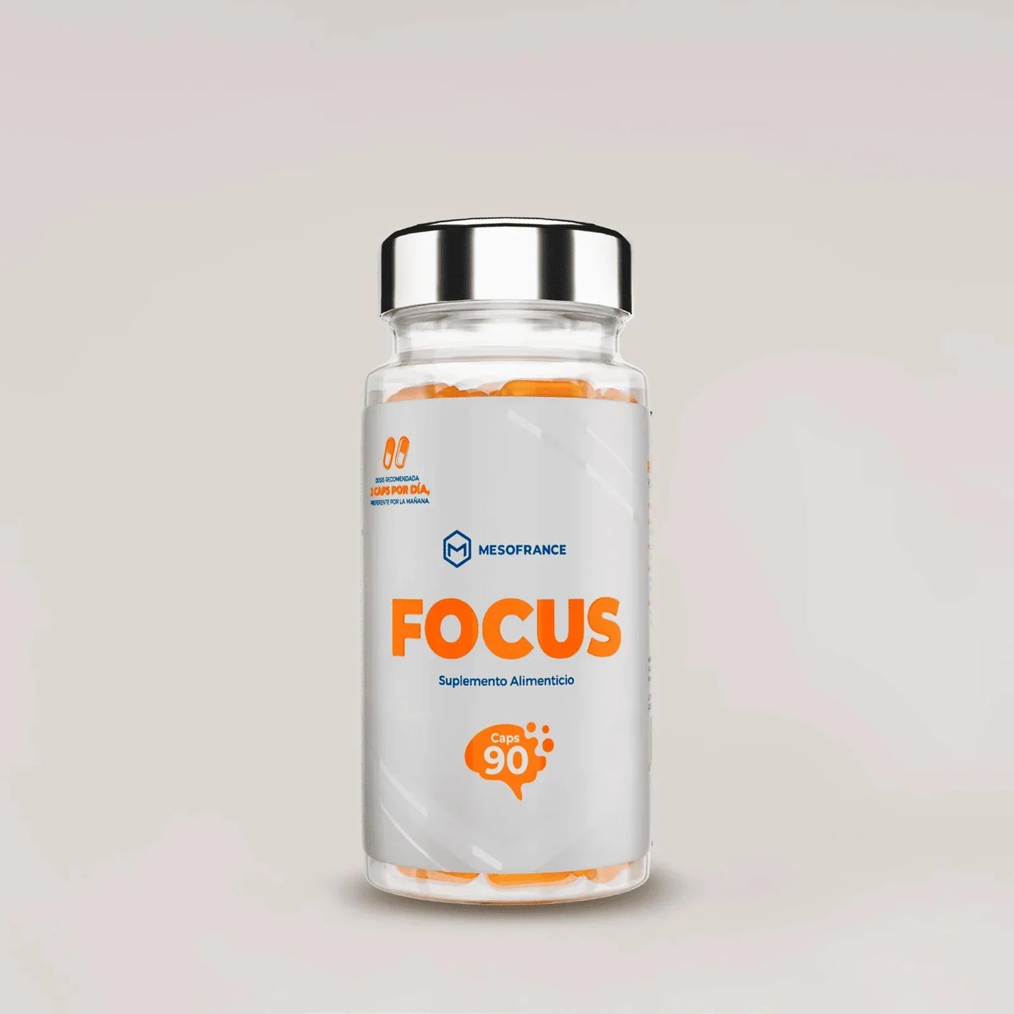 Frasco de Focus 90 cápsulas, suplemento alimenticio para enfoque mental y rendimiento deportivo