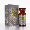 Frasco de 10ml TriTrenbo 150mg con caja, farmacología deportiva, etiquetado gris y amarillo.