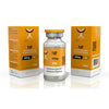 Frasco de testosterona cypionate propionate 400mg 10mL con caja naranja, suplemento farmacología deportiva.