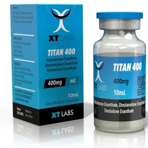 Frasco y caja de TITAN 400 XT Labs, 400 mg, 10 ml, suplemento para culturismo y alto rendimiento