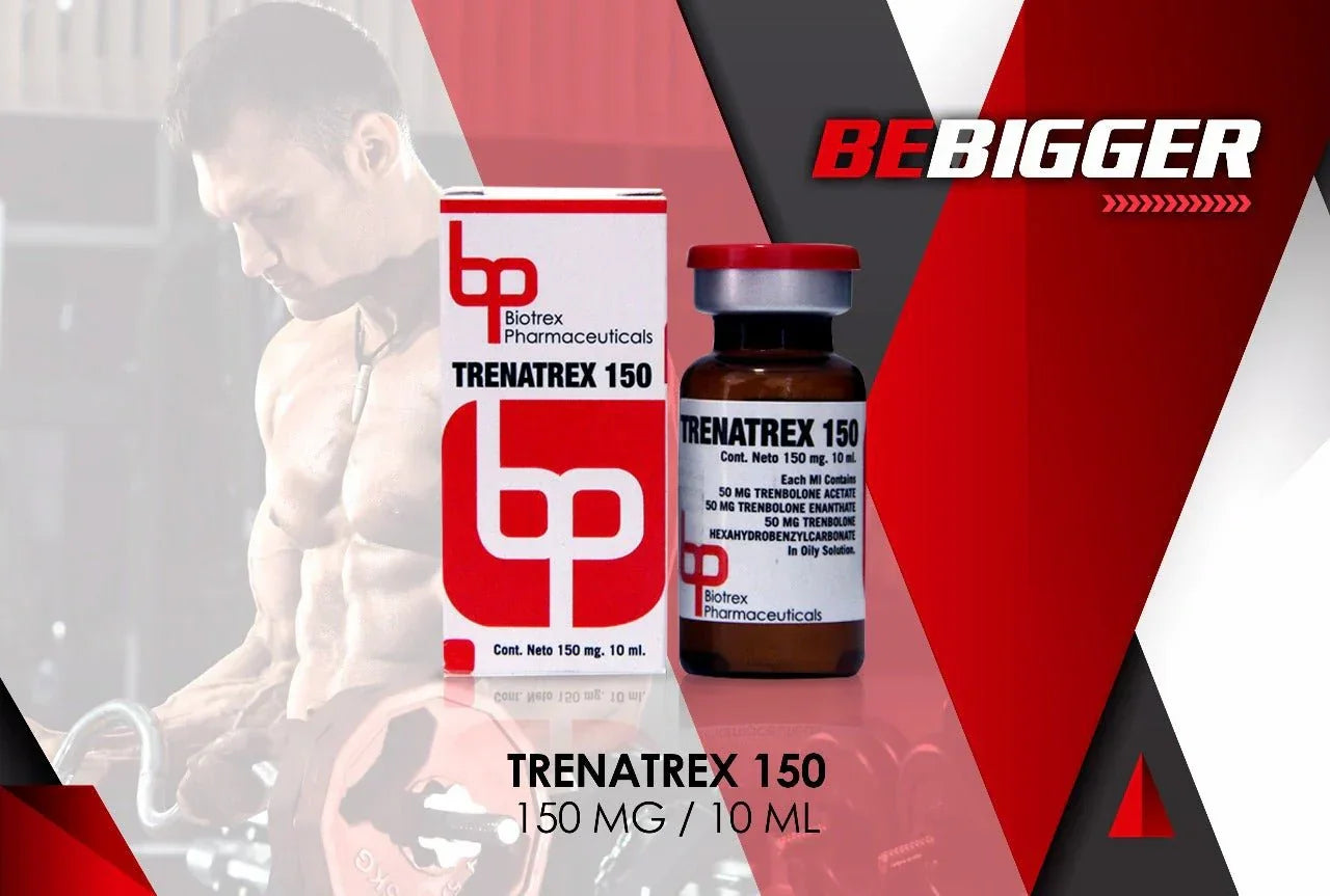 Trenatrex 150 mg suplemento de alto rendimiento para culturismo, frasco y caja, fondo fitness masculino