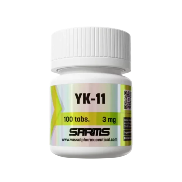 Frasco blanco de YK-11 SARMS 100 tabletas 3 mg suplemento para musculación