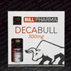 Caja de suplemento farmacológico Bull Pharma Decabull 300mg con vial visible para culturismo.
