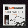 Caja de suplemento deportivo Bull Pharma Trenabull 150mg para culturismo, vial visible.