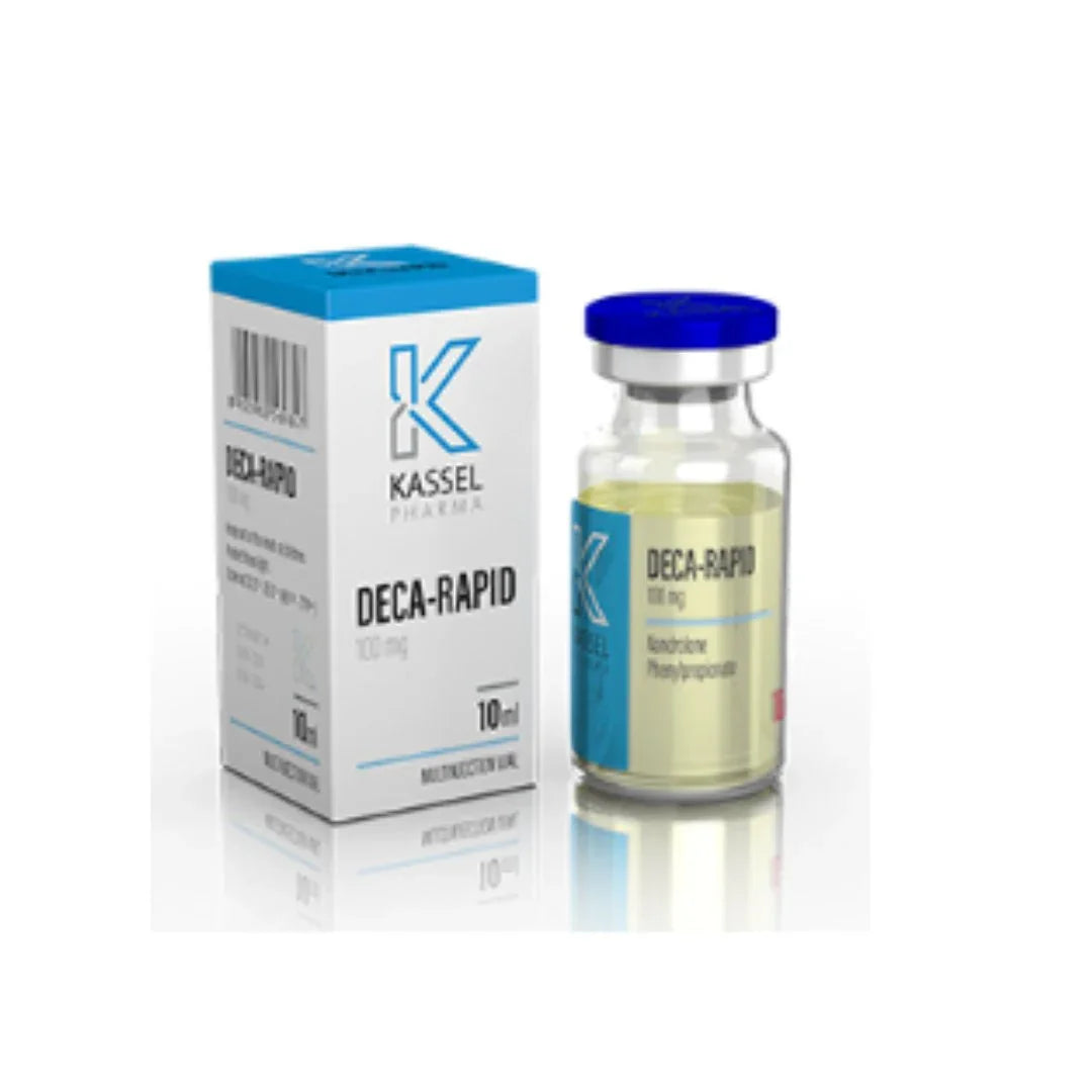 Deca-Rapid Kassel Pharma 100mg, frasco y caja de nandrolona fenilpropionato para culturismo