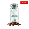 Frasco de cápsulas bio reductivo desinflamante con granos de café, suplemento fitness nuevo.