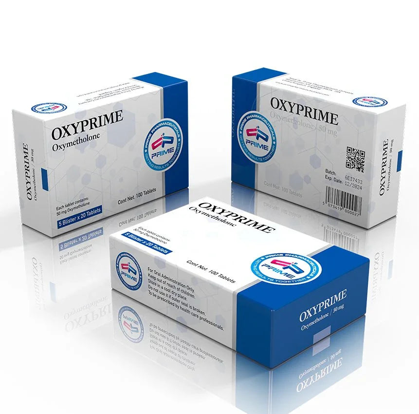 Cajas de Oxyprime Oxymetholone 50 mg para musculación y ciclos de volumen, 100 tabletas