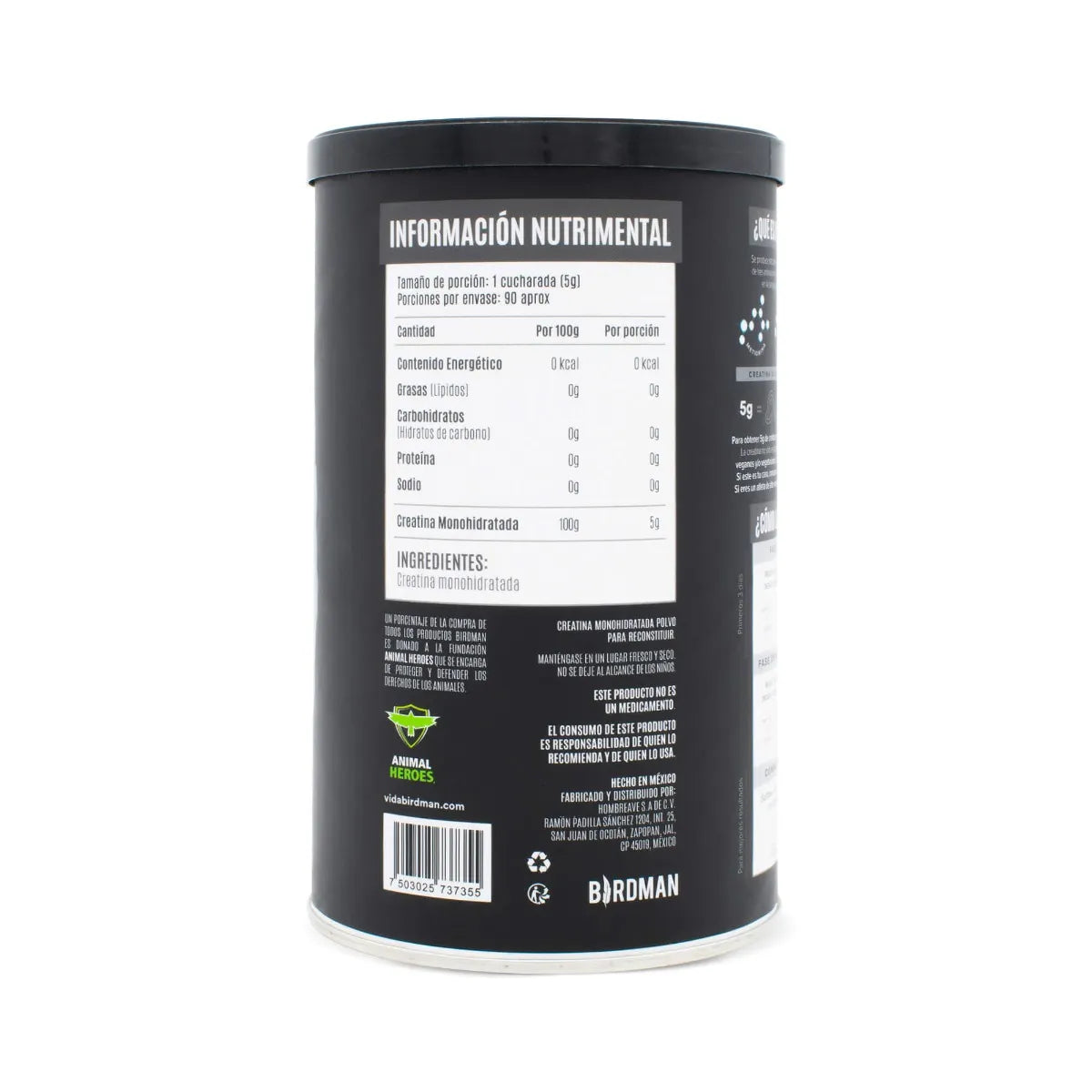 Birdman Creatina Monohidratada de Alta Pureza En Polvo Sin Sabor, Preworkout, Alto Rendimiento | 90 Servicios | 450g