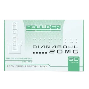 Caja de Dianaboul 20mg, suplemento de metandrostenolona, 60 tabletas, uso oral, farmacologí­a deportiva.
