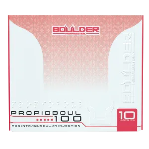 Caja de PropioBoul 100 para inyección intramuscular, suplemento para culturismo y fitness.