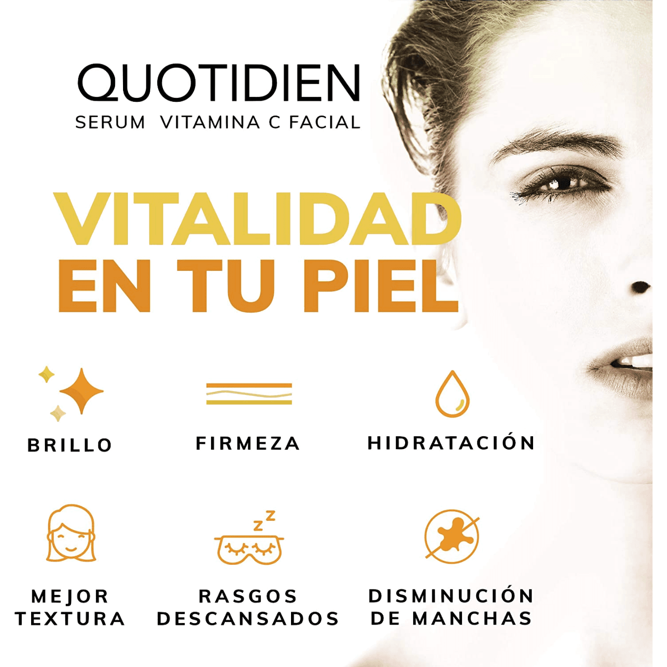 Serum Vitamina C + Ácido Hialurónico + Vitamina E- Serum Facial -95% Ingredientes Naturales- Aclara, Revitaliza, Restablece, Hidrata y Tonifica la Piel-Ideal Para Todo Tipo de Piel-30ml