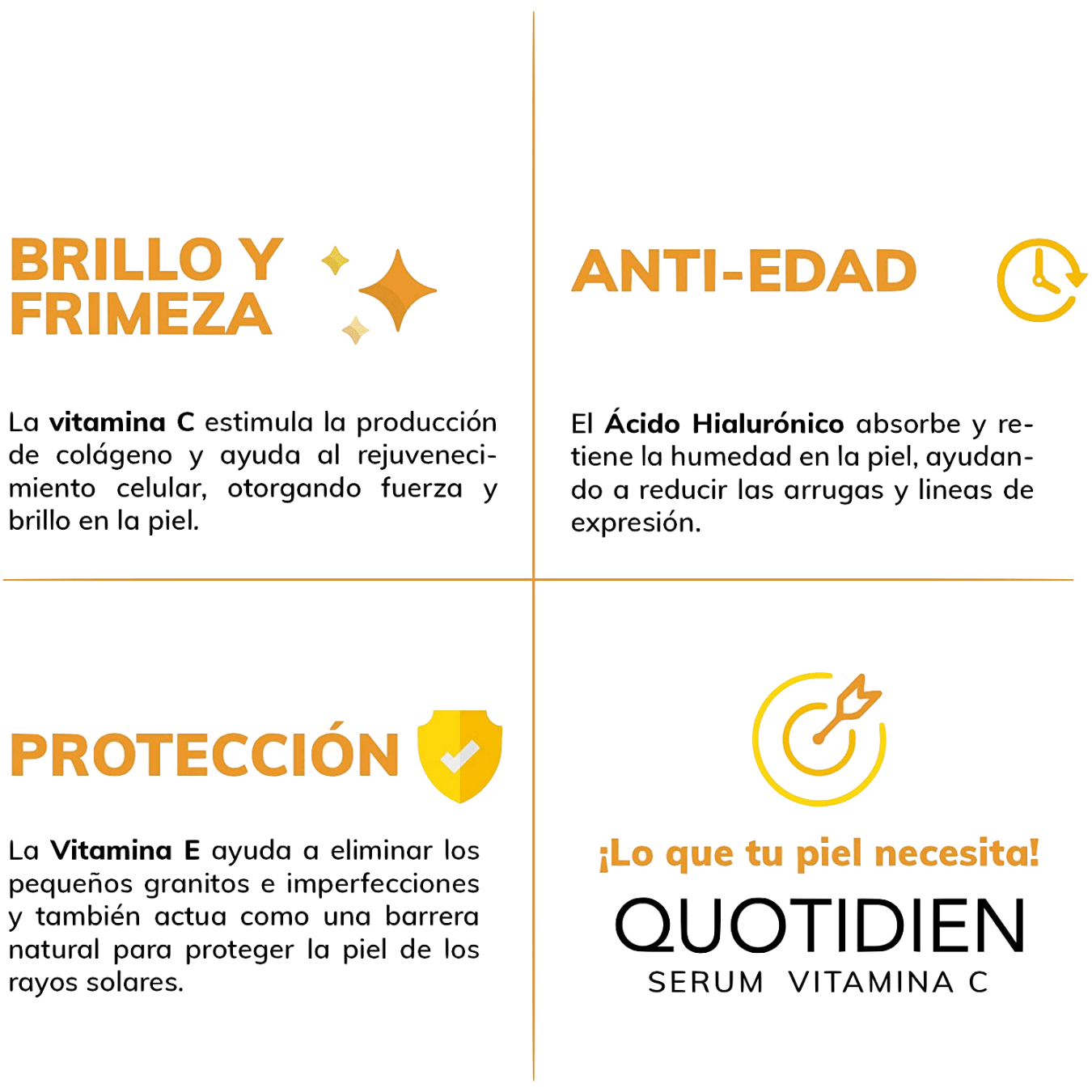 Serum Vitamina C + Ácido Hialurónico + Vitamina E- Serum Facial -95% Ingredientes Naturales- Aclara, Revitaliza, Restablece, Hidrata y Tonifica la Piel-Ideal Para Todo Tipo de Piel-30ml