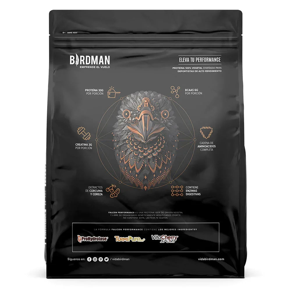 Bolsa de proteí­na vegetal Birdman sabor chocolate, suplemento nutricional para deportistas