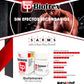Envase de Ibutamoren MK-677 para 100 tabletas, suplemento para desarrollo muscular y quema de grasa, junto a hombre musculoso en gimnasio.