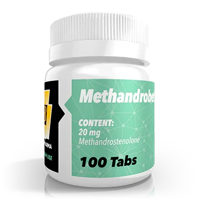 Frasco de Methandrobet, suplemento de 100 tabletas de 20 mg de Methandrostenolone, para fitness y musculación