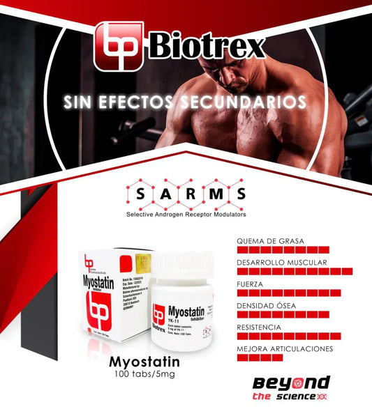 Suplemento Myostatin YK-11 Biotrex SARMs para desarrollo muscular, fuerza y quema de grasa