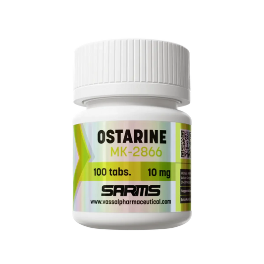 Frasco de Ostarine MK-2866 100 tabletas 10 mg suplemento para culturismo y fitness.