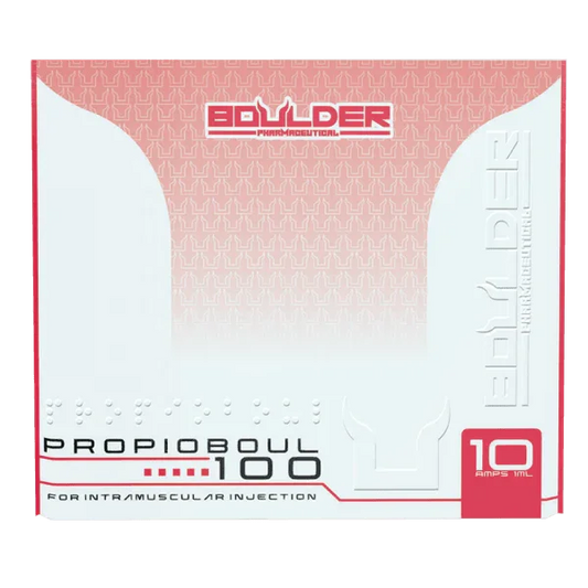 Caja de PropioBoul 100, suplemento inyectable para musculación, 10 ampollas de 1ml.
