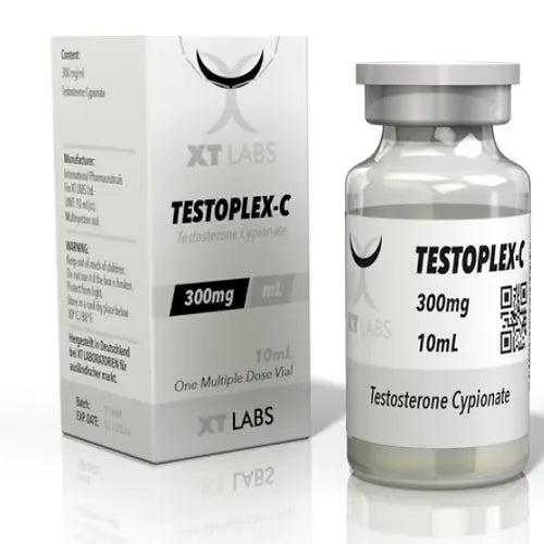 Frasco y caja de Testoplex-C 300mg 10ml, testosterona cypionate para culturismo.