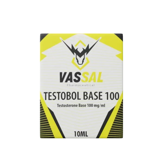 Caja de Testobol Base 100, suplemento para culturismo, 10 ml, diseí±o amarillo y negro.