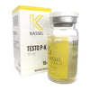 Frasco de testosterona propionato 100 mg Kassel Pharma con caja, suplemento para culturismo y fitness.