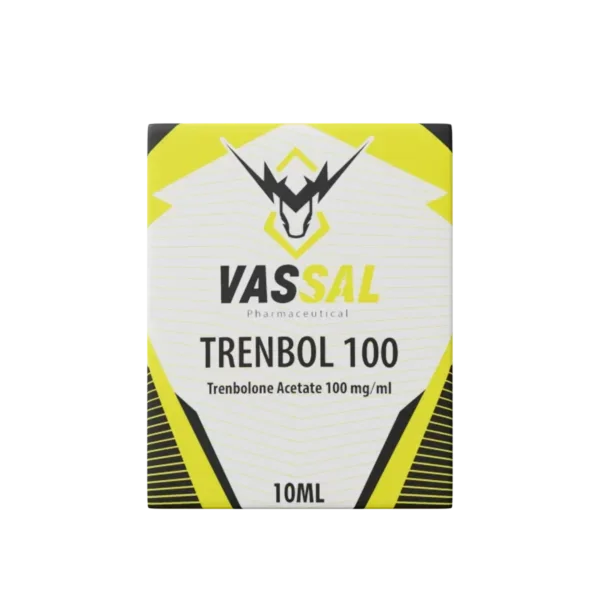 Caja de Trenbol 100 Vassal Pharmaceutical, acetato de trenbolona 100 mg/ml, 10 ml, fondo negro
