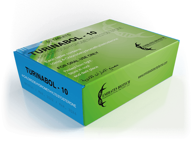 Caja de Turinabol-10 comprimidos, suplemento oral para culturismo y fitness, fondo azul