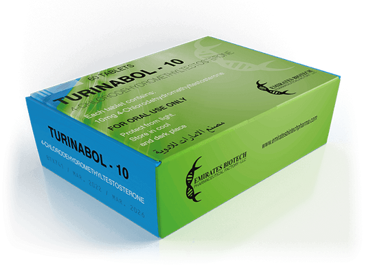 Caja de Turinabol-10 comprimidos, suplemento oral para culturismo y fitness, fondo azul