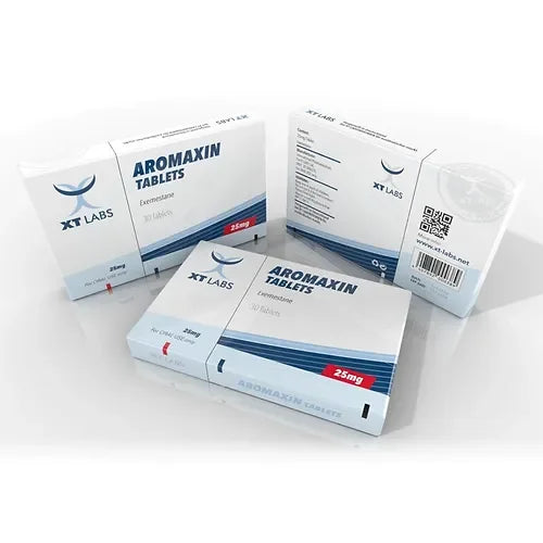 Cajas de Aromaxin Exemestano 25 mg, suplemento en tabletas para culturismo y fitness