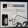 Caja de PrimoBull 100mg Bull Pharma con vial visible, diseí±o de toro para culturismo.
