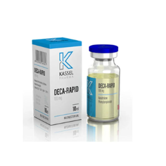 Deca-Rapid Kassel Pharma 100mg, frasco y caja de nandrolona fenilpropionato para culturismo