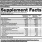 Etiqueta de ingredientes y tabla de datos nutricionales de suplemento preentrenamiento Dragon Venom, enfocado en energí­a y fuerza para fitness y culturismo.