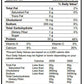 Tabla nutricional de suplemento de proteí­na en polvo, 24 g de proteí­na por porción, ingredientes y alérgenos visibles.