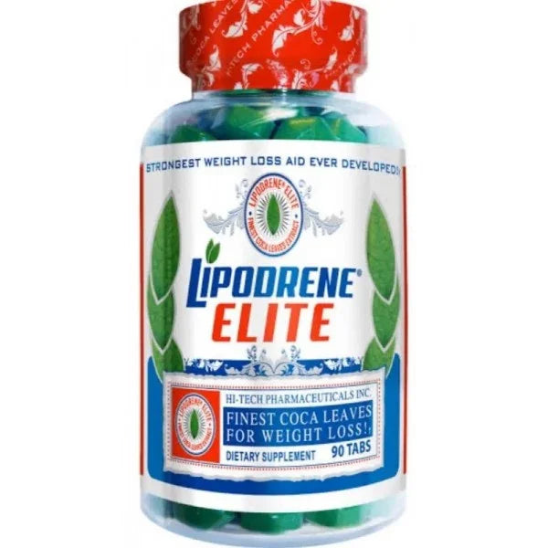 Bote de Lipodrene Elite suplemento para pérdida de peso, 90 tabletas, fondo blanco