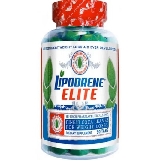 Bote de Lipodrene Elite suplemento para pérdida de peso, 90 tabletas, fondo blanco