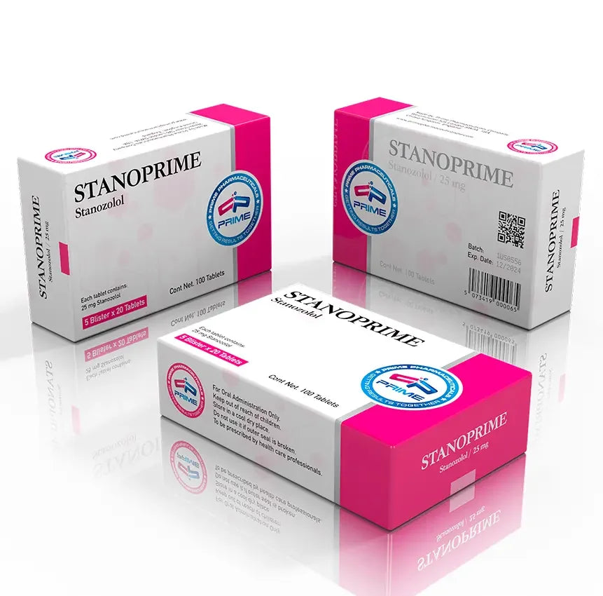 Cajas de Stanoprime Stanozolol 25 mg, suplemento oral para culturismo y fitness, 100 tabletas